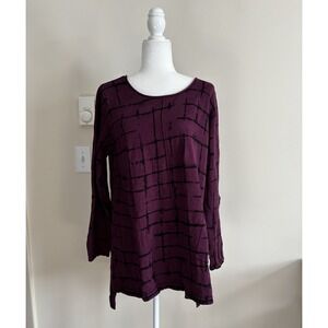 Habitat Clothes To Live In Medium Top Purple Black Cotton Pocket Coastal Hippie